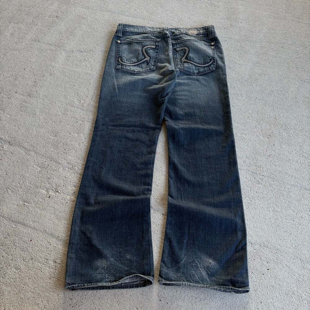 Rock & Republic Vintage Distressed Faded Wash Bootcut Jeans 34x32